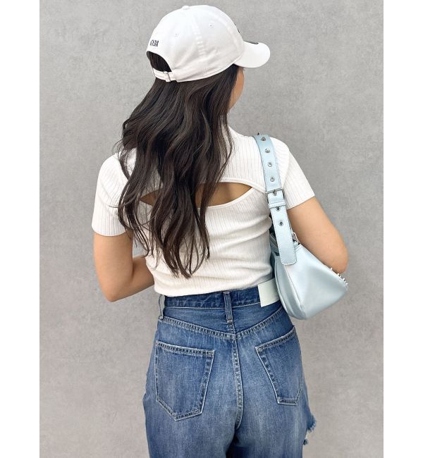 GYDA「BACK OPENハーフスリーブPOLOニットトップス」|ニット・セーター|