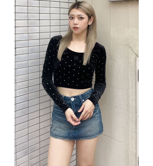 GYDA「Vintageデニムスカートライクショートパンツ」|スカート|