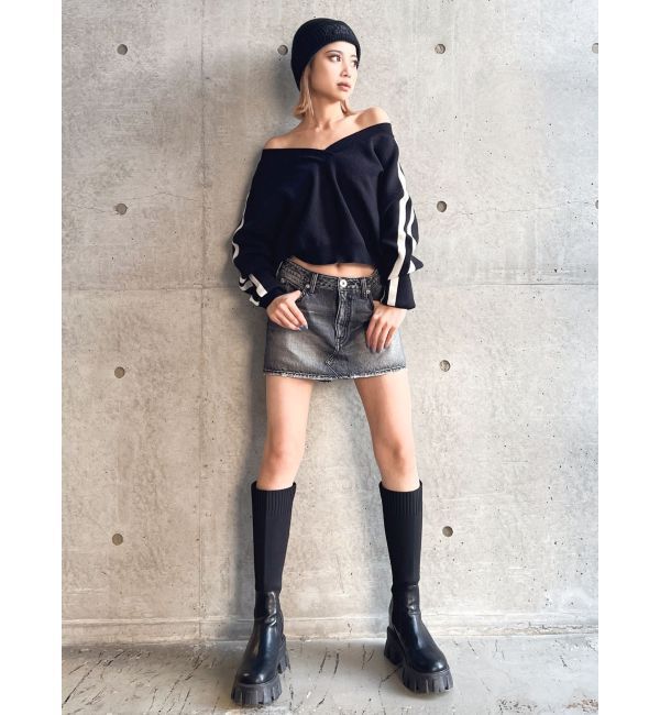 GYDA「Vintageデニムスカートライクショートパンツ」|スカート|