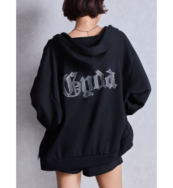 GYDA「BACK GYDAラインストーンラメパーカー」|カーディガン|