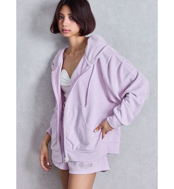 GYDA「BACK GYDAラインストーンラメパーカー」|カーディガン|