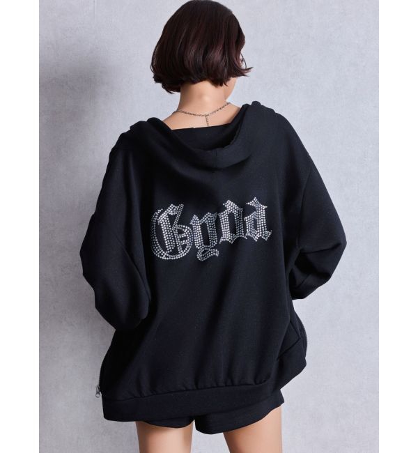 GYDA「BACK GYDAラインストーンラメパーカー」|カーディガン|