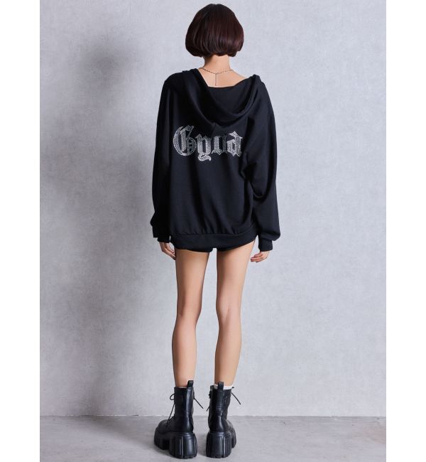 GYDA「BACK GYDAラインストーンラメパーカー」|カーディガン|