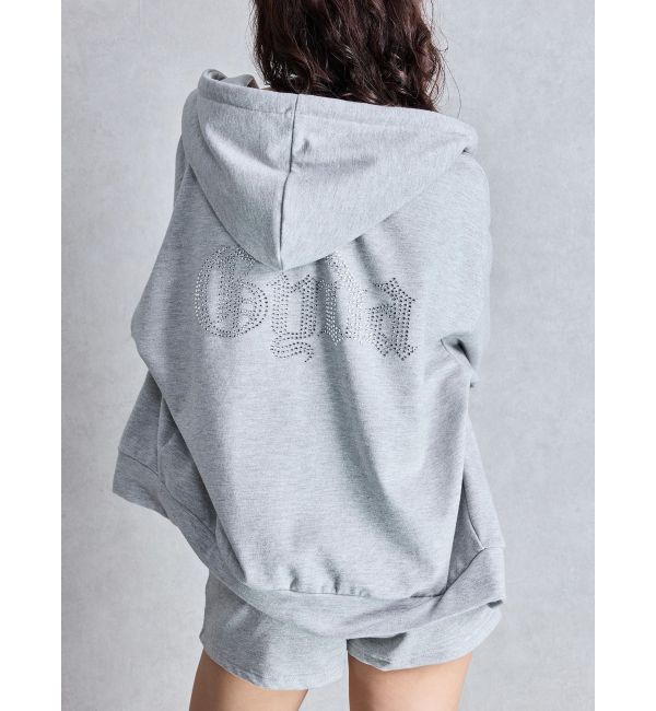 GYDA「BACK GYDAラインストーンラメパーカー」|カーディガン|ライトグレー