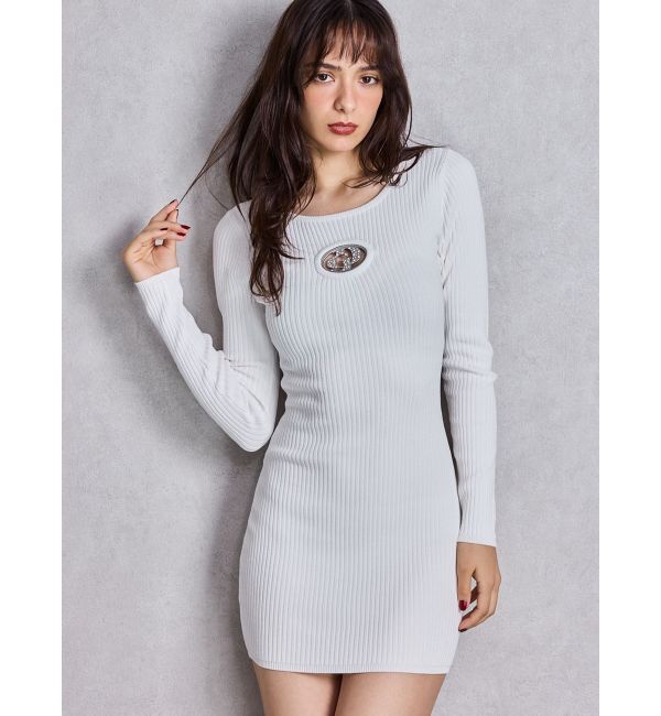 GYDA「GD bijou MOLDニットワンピース」|ワンピース|オフホワイト