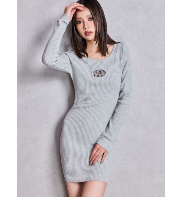GYDA「GD bijou MOLDニットワンピース」|ワンピース|グレー