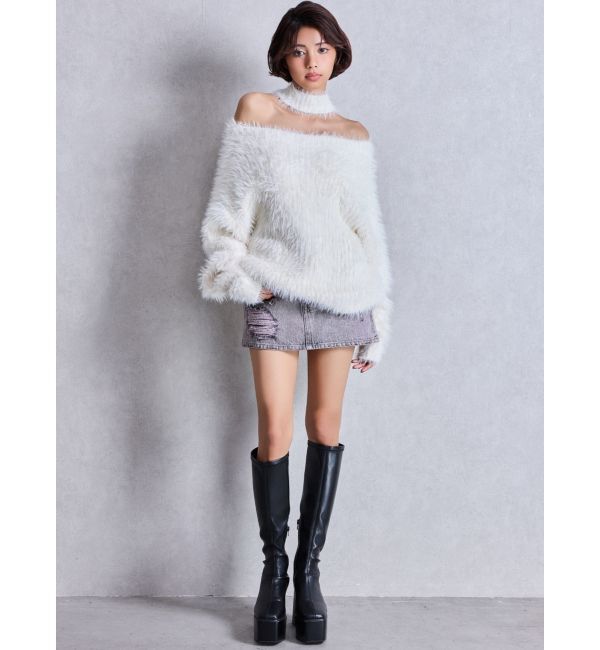 GYDA「ストレッチチャンキーブーツ」|ロングブーツ|