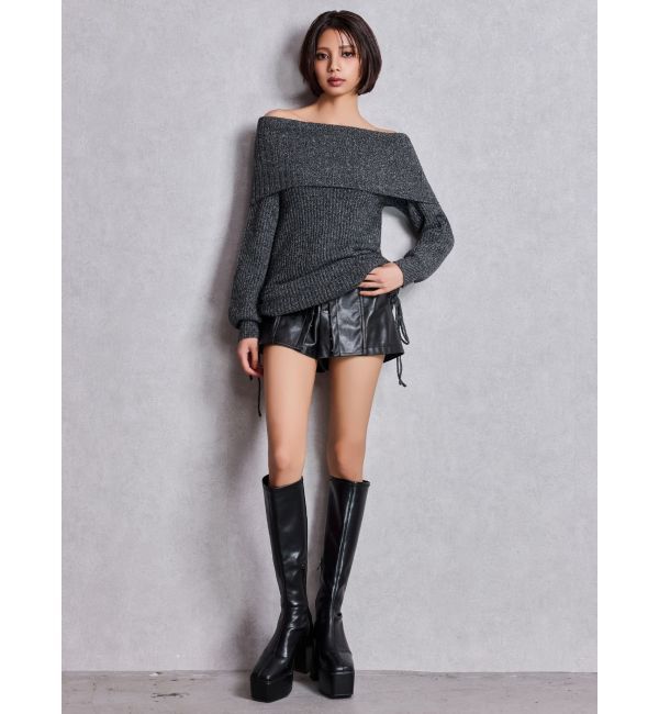 GYDA「2WAYオフショルラメニットチュニック」|チュニック|