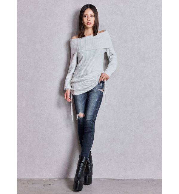 GYDA「2WAYオフショルラメニットチュニック」|チュニック|