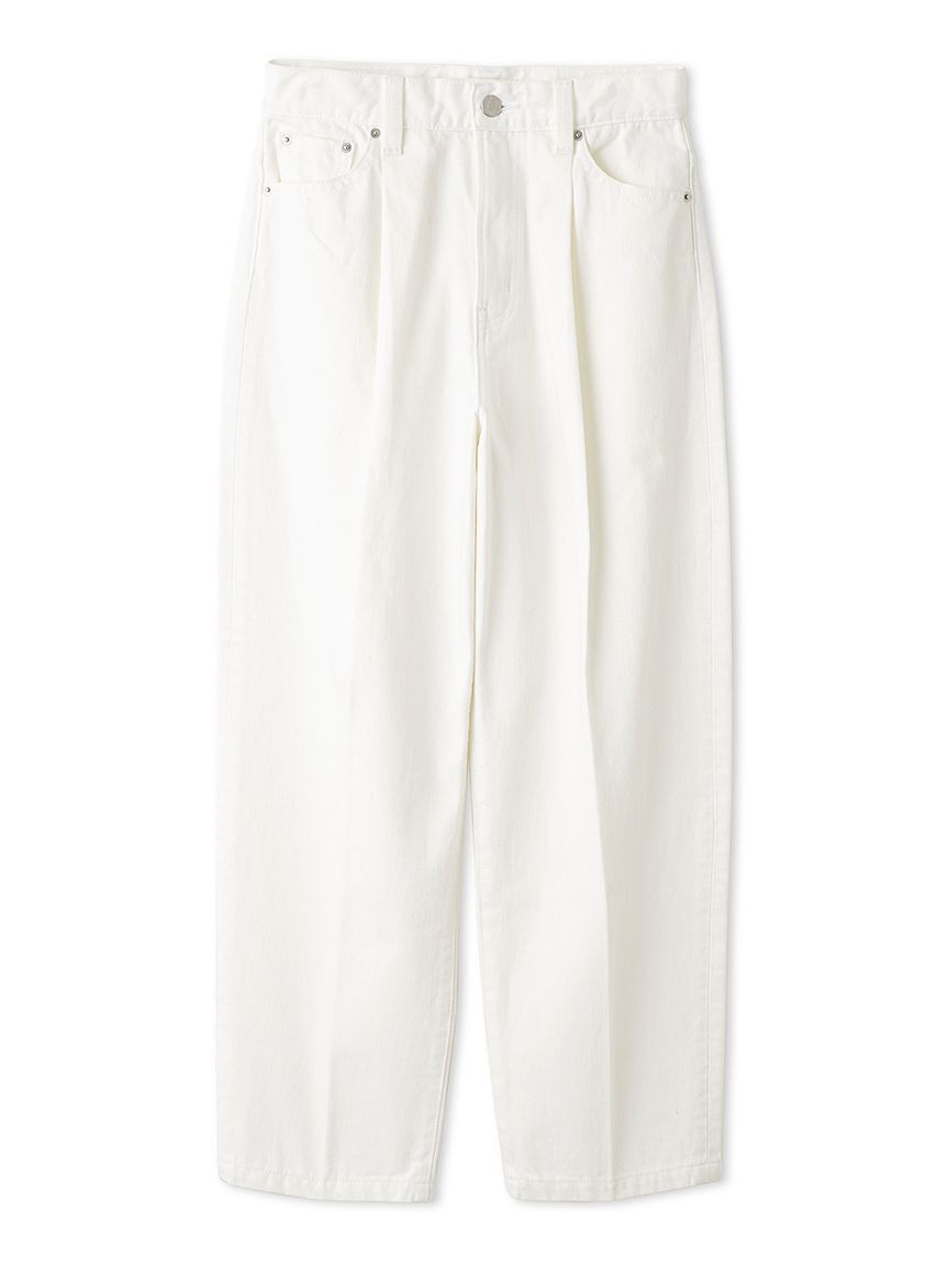 Mila Owen「センタープレスタックワイドテーパードデニムパンツ【ウォッシャブル】」|デニム|