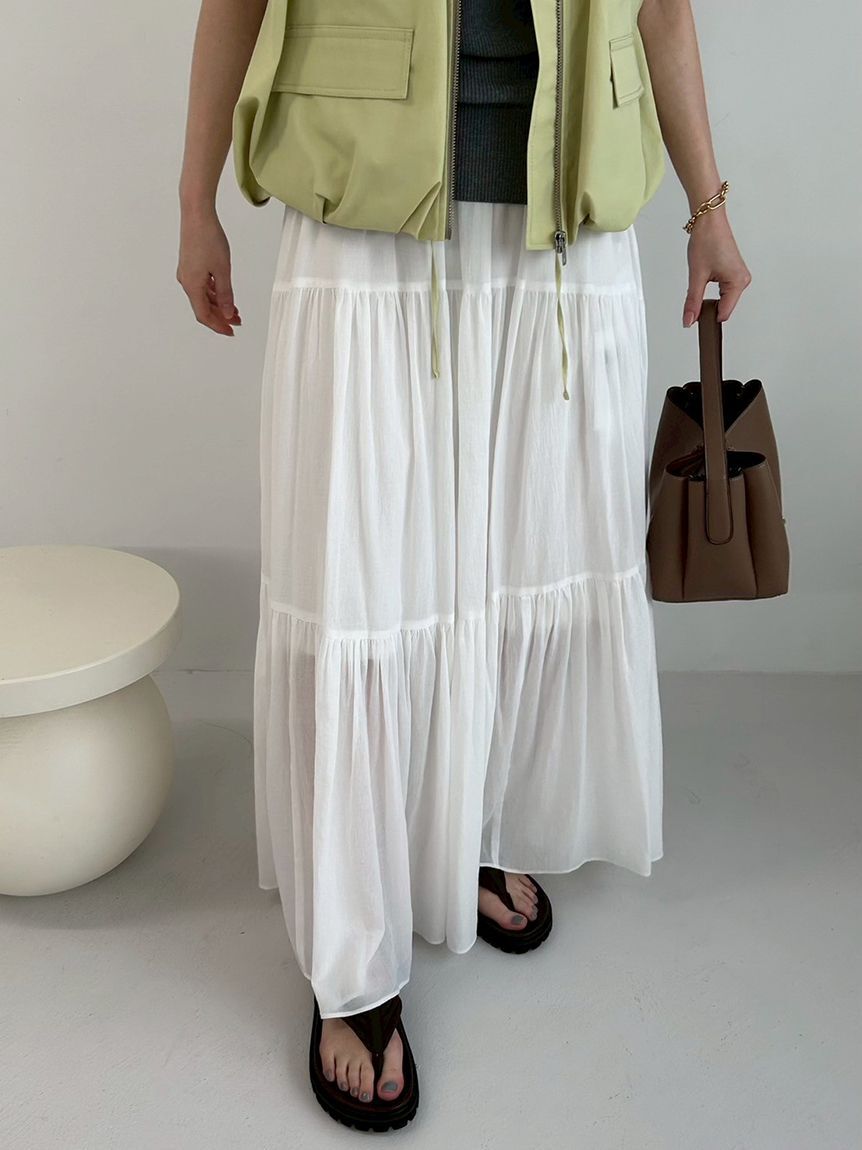Mila Owen「マキシ丈ボリュームティアードスカート」|スカート|