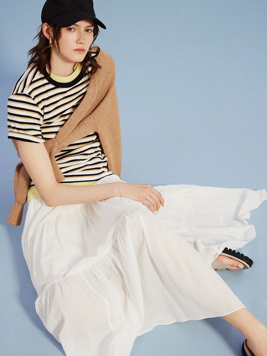 Mila Owen「マキシ丈ボリュームティアードスカート」|スカート|