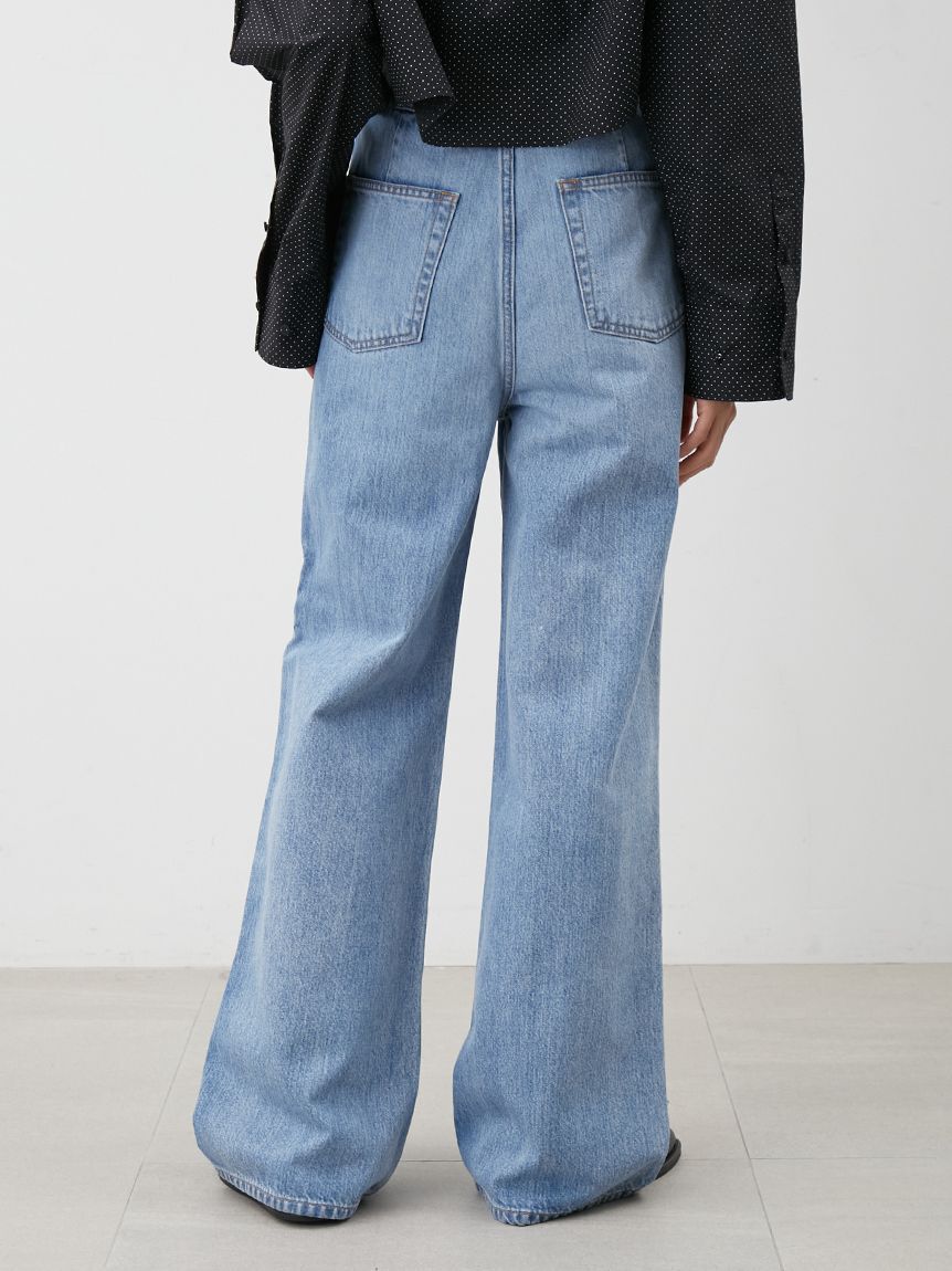 Mila Owen「ハイウエストワイドデニムパンツ」|デニム|