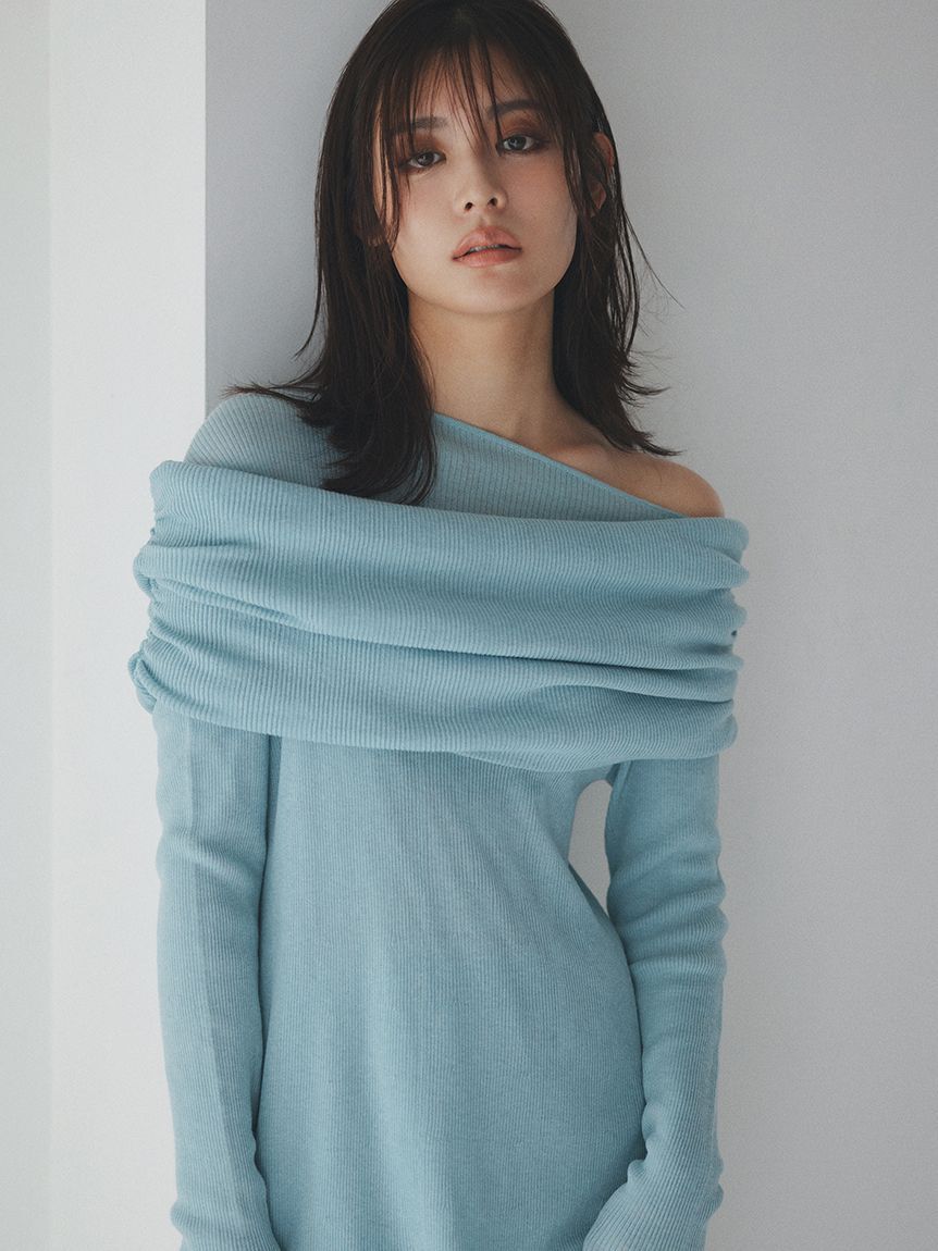 Mila Owen「【セットアイテム】2wayスヌードオフショルリブニットワンピース」|ワンピース|