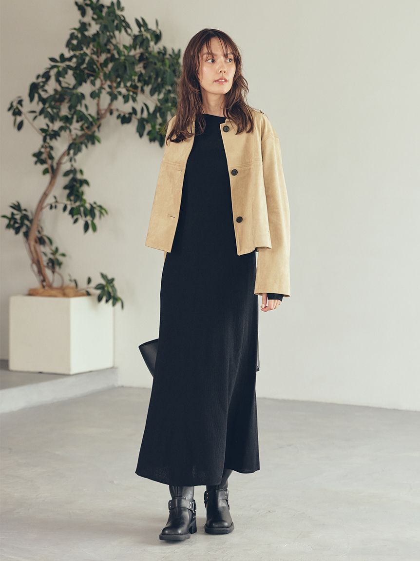 Mila Owen「【セットアイテム】2wayスヌードオフショルリブニットワンピース」|ワンピース|