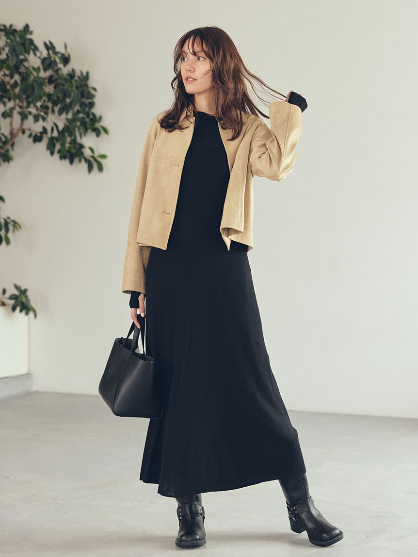 Mila Owen「【セットアイテム】2wayスヌードオフショルリブニットワンピース」|ワンピース|