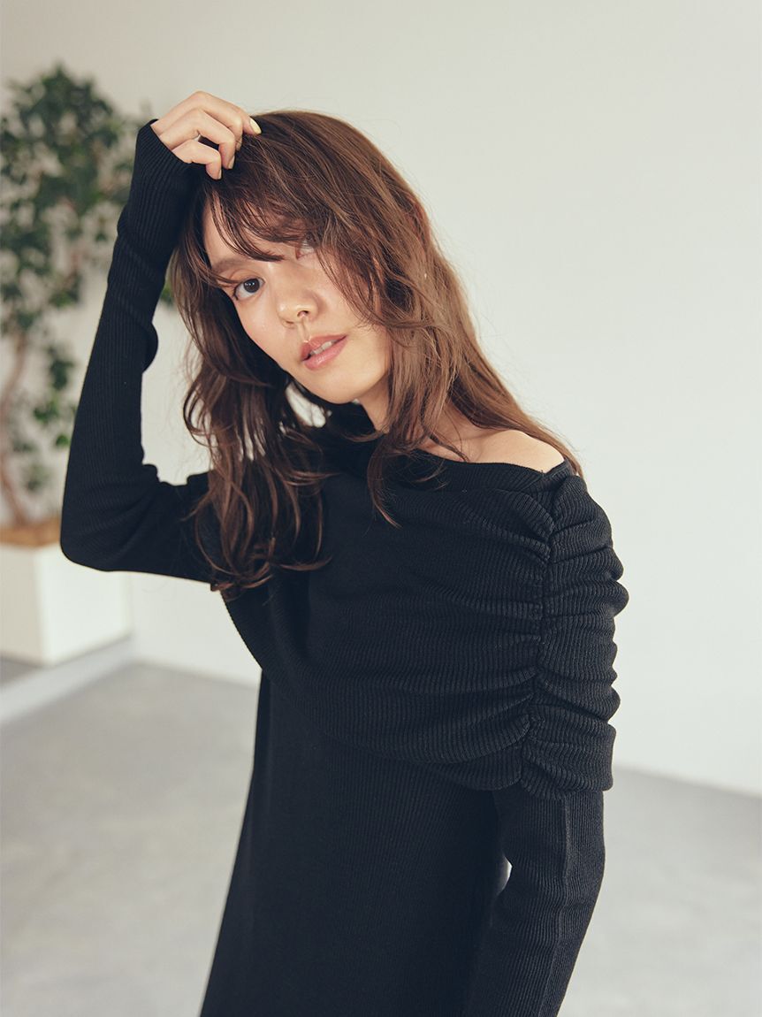 Mila Owen「【セットアイテム】2wayスヌードオフショルリブニットワンピース」|ワンピース|