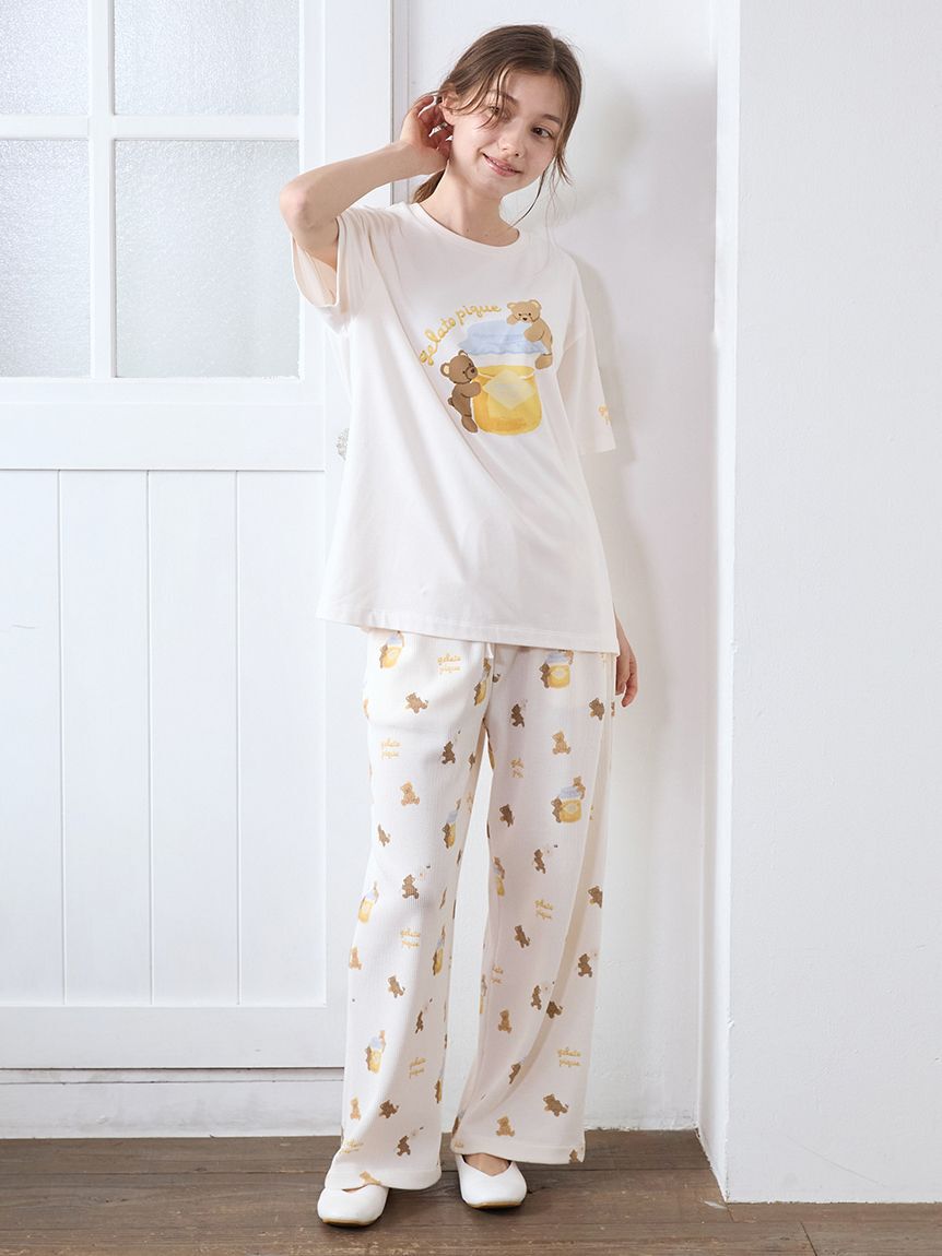 gelato pique「はちみつベア柄ワンポイントTシャツ」|ルームウェア|