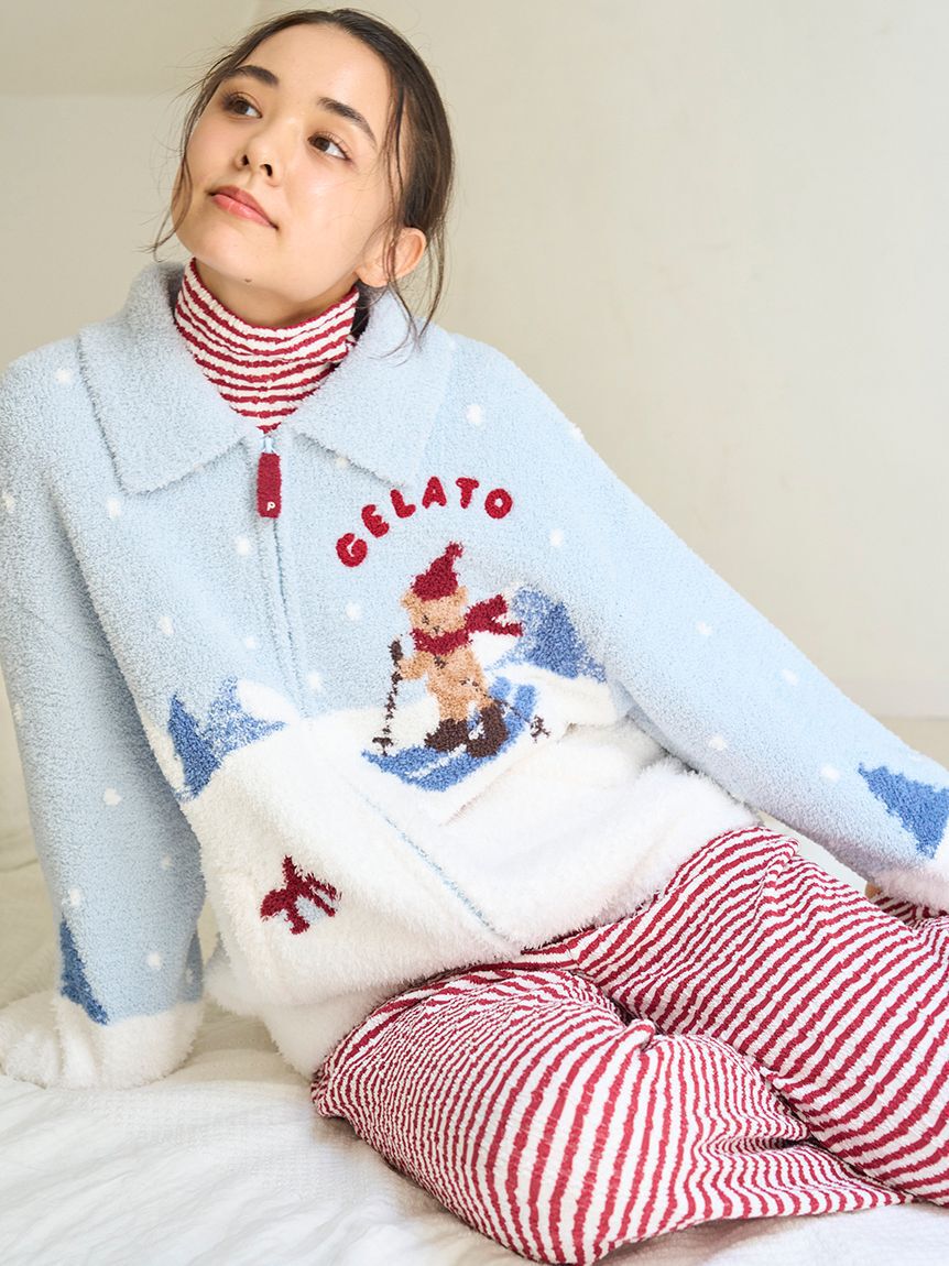 gelato pique「【HOLIDAY】ボーダーふくれジャガードハイネックロンT」|ルームウェア|