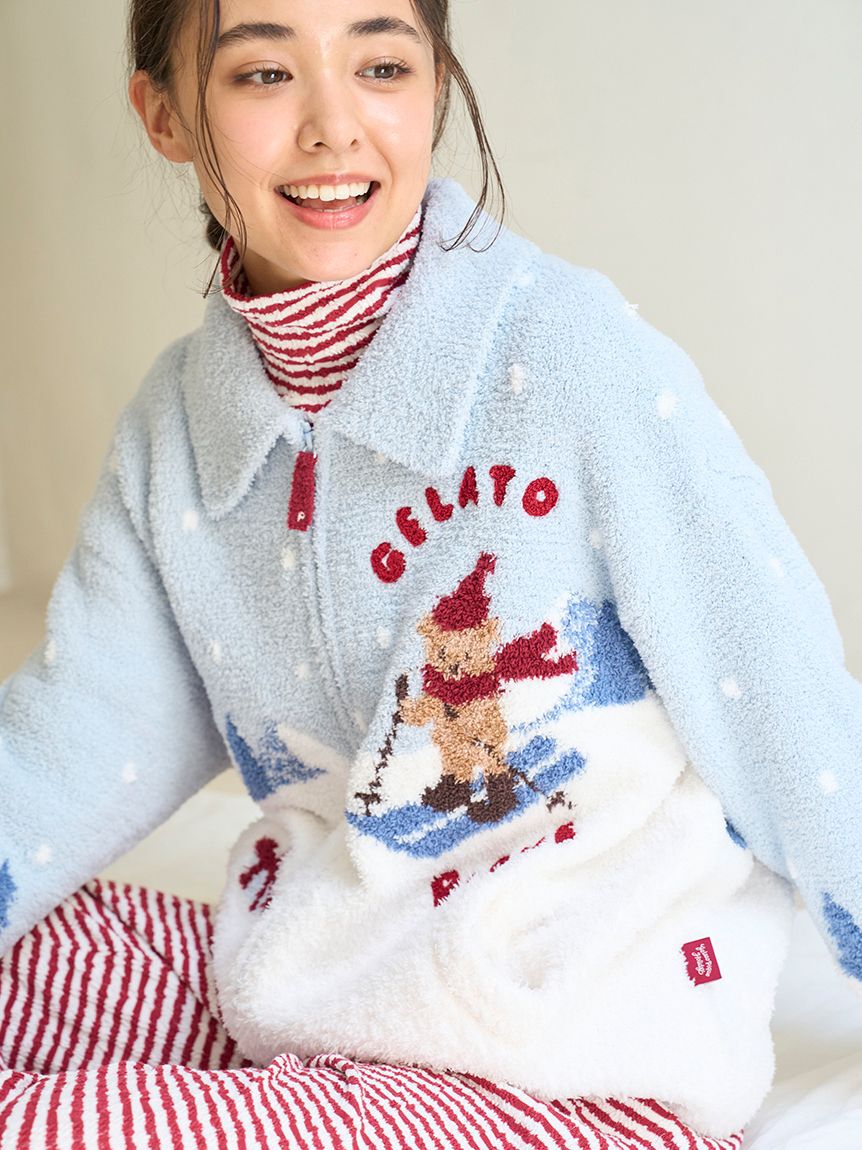 gelato pique「【HOLIDAY】ボーダーふくれジャガードハイネックロンT」|ルームウェア|