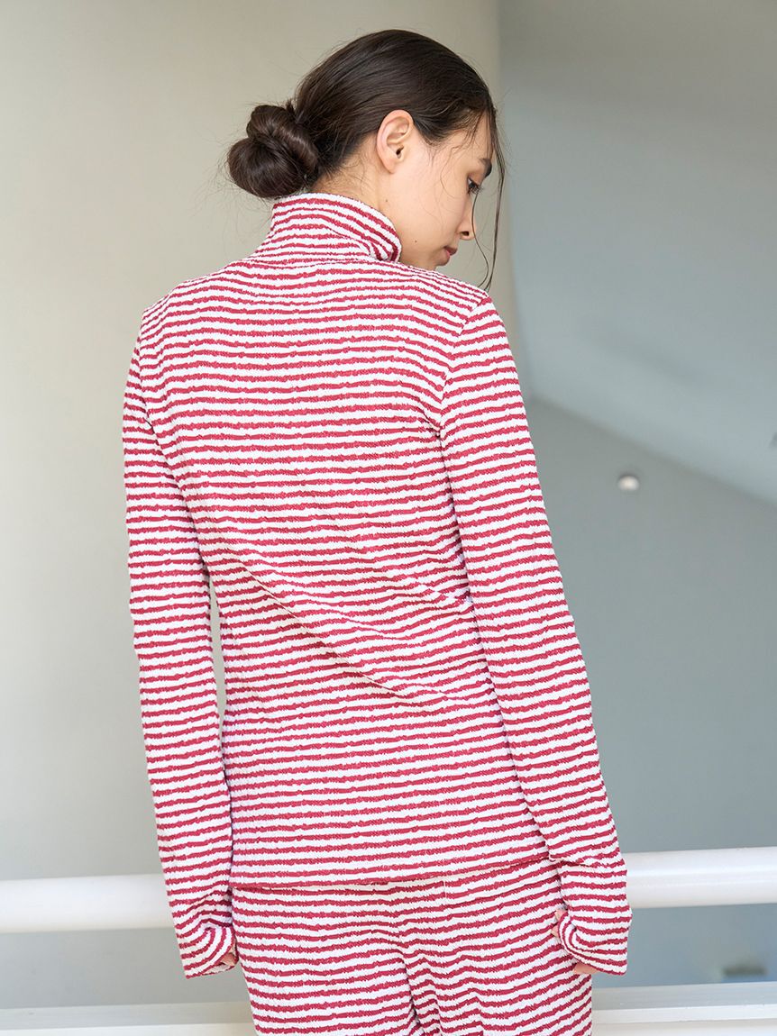 gelato pique「【HOLIDAY】ボーダーふくれジャガードハイネックロンT」|ルームウェア|