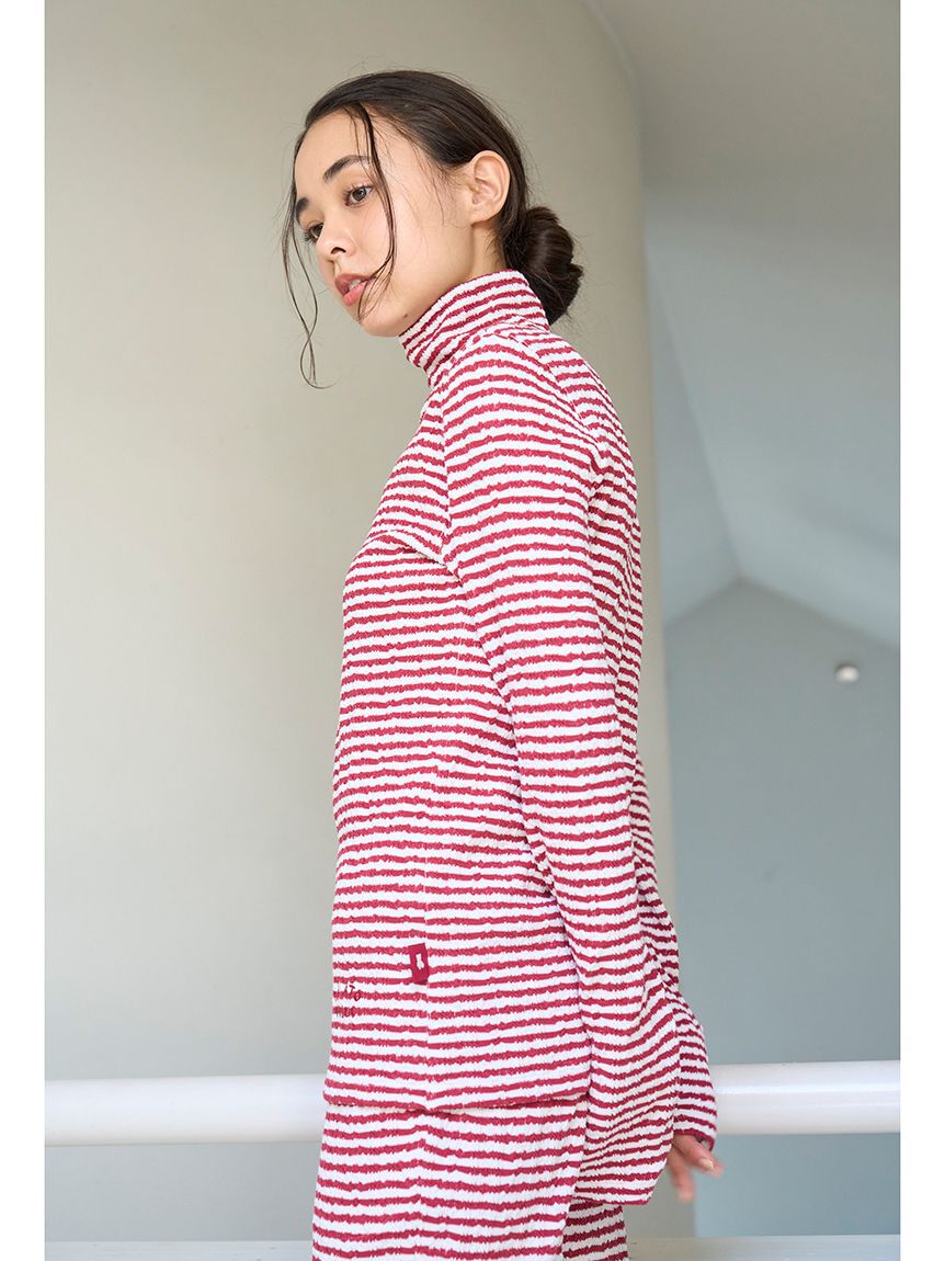 gelato pique「【HOLIDAY】ボーダーふくれジャガードハイネックロンT」|ルームウェア|