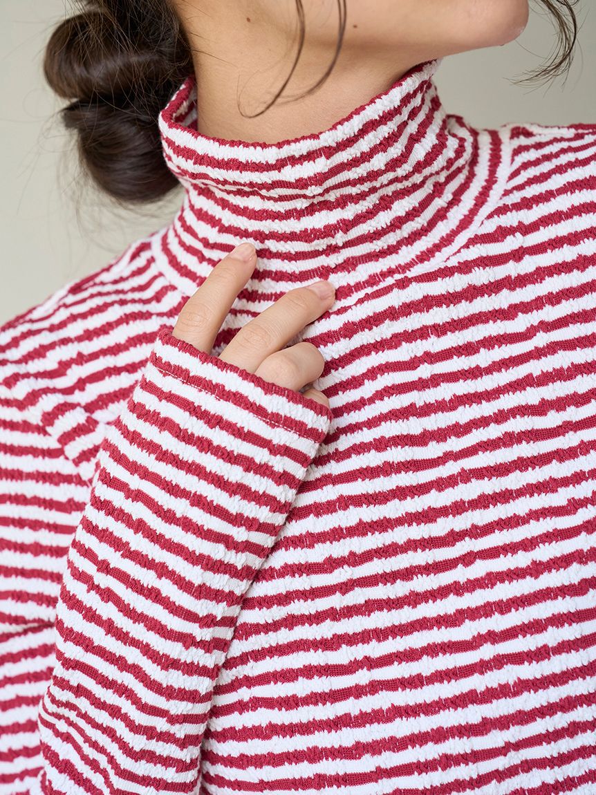 gelato pique「【HOLIDAY】ボーダーふくれジャガードハイネックロンT」|ルームウェア|