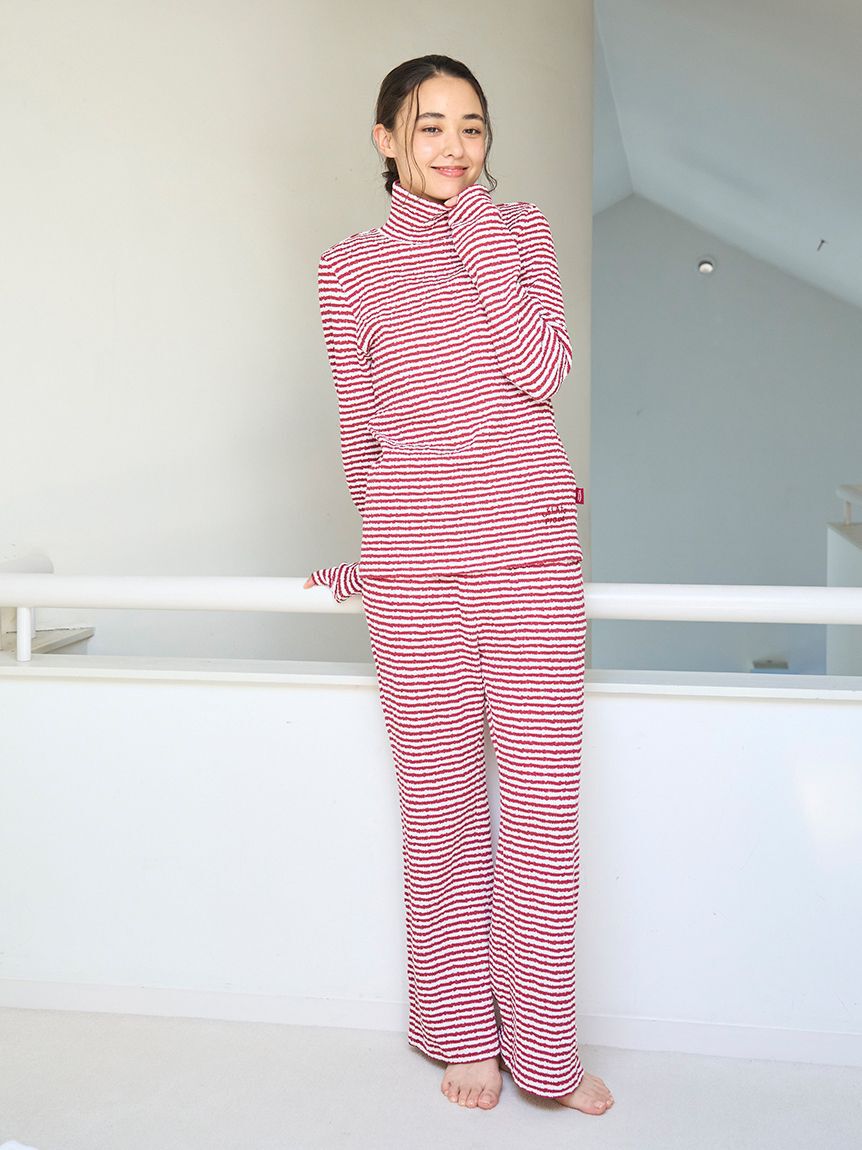 gelato pique「【HOLIDAY】ボーダーふくれジャガードハイネックロンT」|ルームウェア|