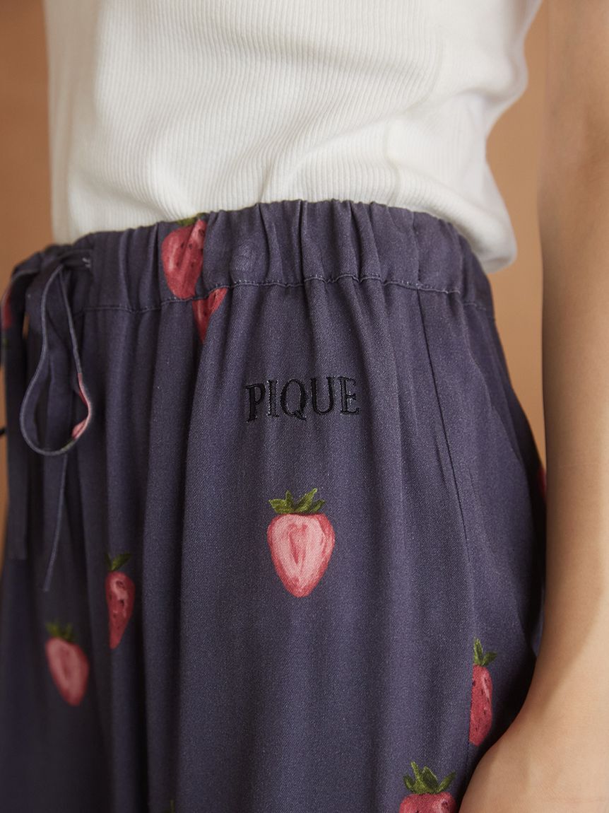 gelato pique「ストロベリー柄ツイルロングパンツ」|ルームウェア|