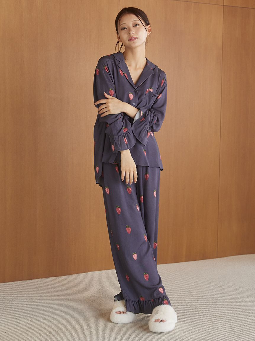 gelato pique「ストロベリー柄ツイルロングパンツ」|ルームウェア|