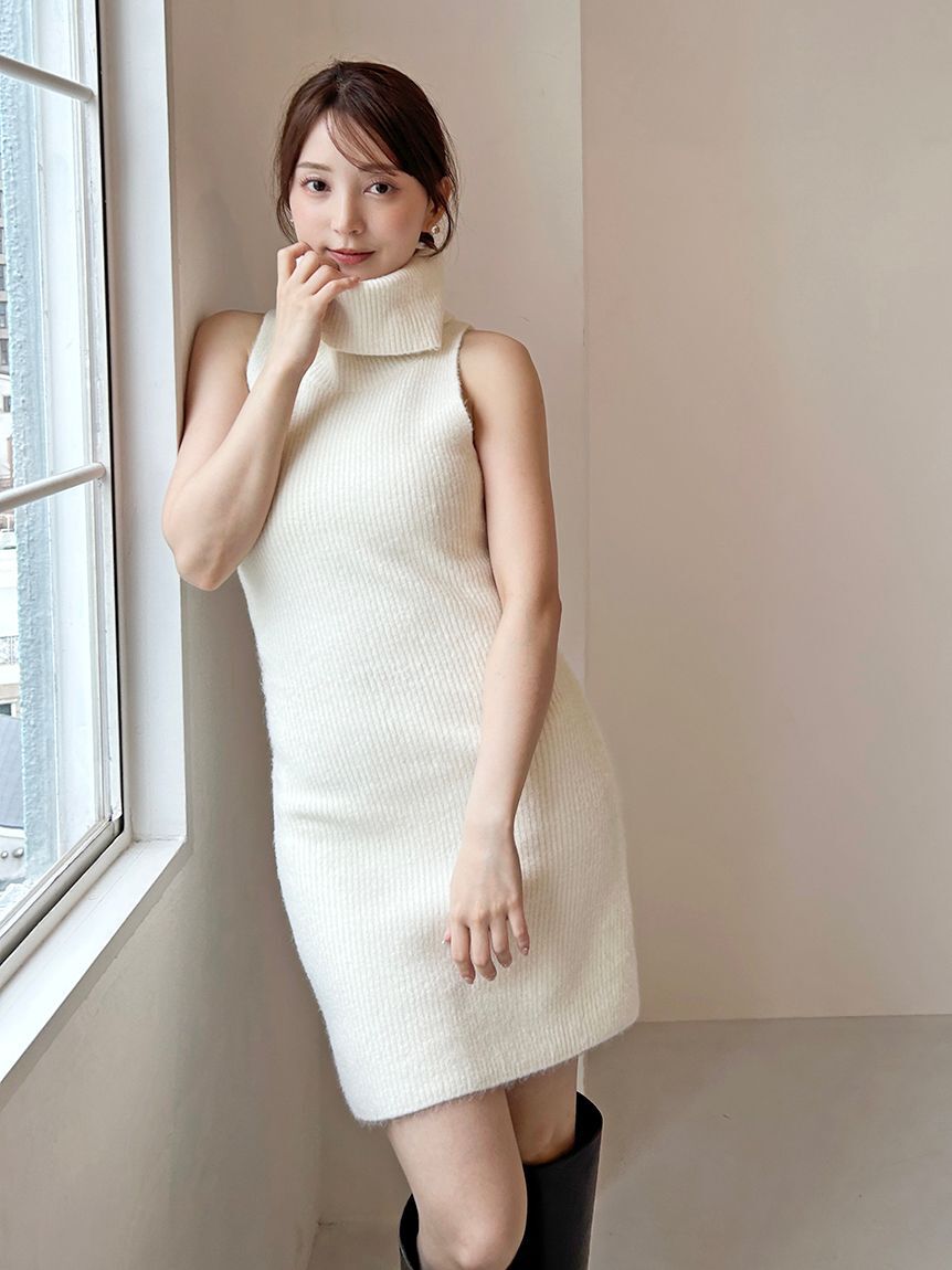 SNIDEL「タートルネックミニニットワンピース」|ワンピース|