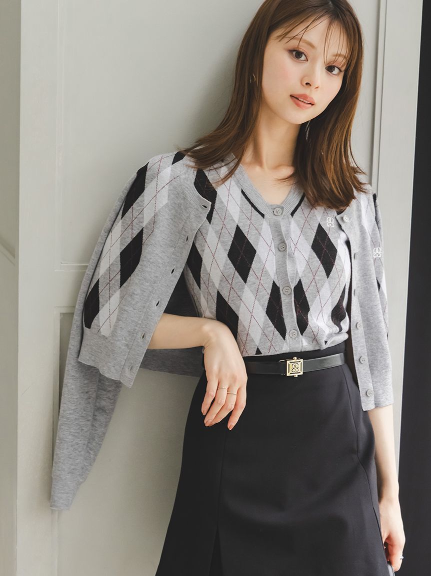 SNIDEL「アーガイルカーディガン」|カーディガン|GRY