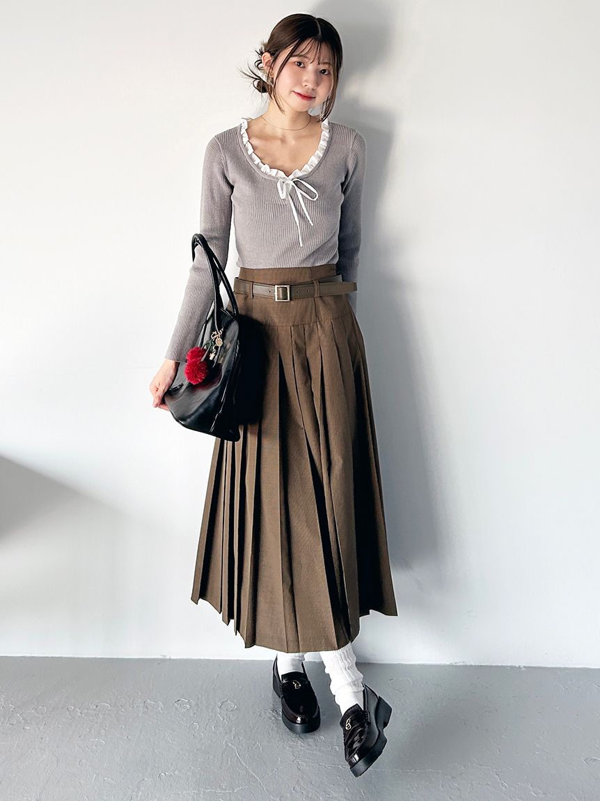 SNIDEL「【WEB限定カラーあり】フリルドッキングニットプルオーバー」|ニット・セーター|