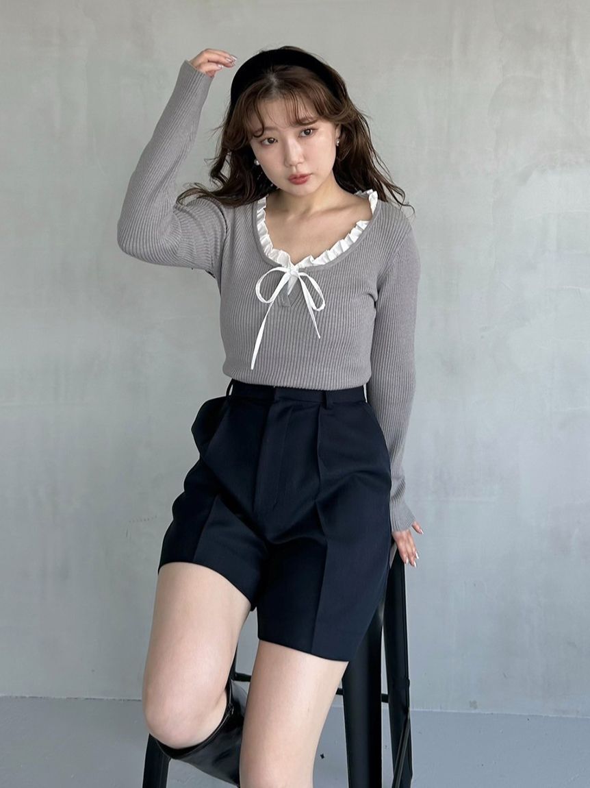 SNIDEL「【WEB限定カラーあり】フリルドッキングニットプルオーバー」|ニット・セーター|