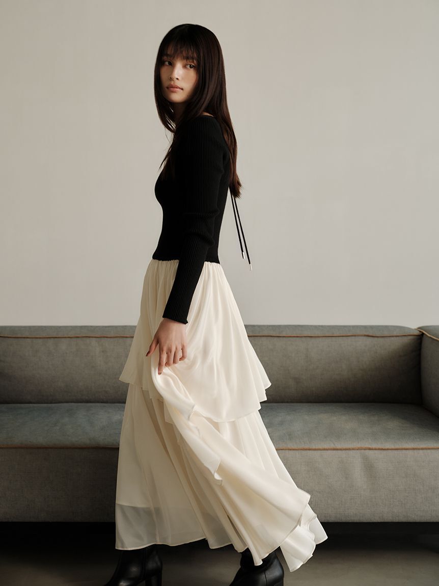 FRAY I.D「ニットドッキングワンピース」|ワンピース|BLK