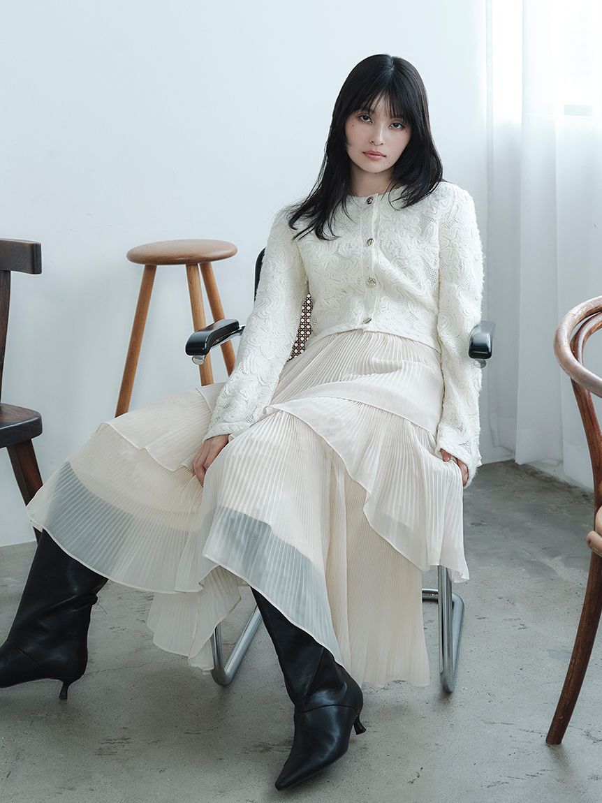 FRAY I.D「ランダムティアードシアープリーツスカート」|スカート|WHT