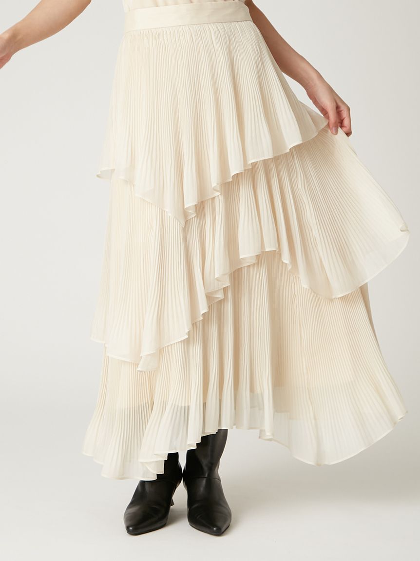 FRAY I.D「ランダムティアードシアープリーツスカート」|スカート|