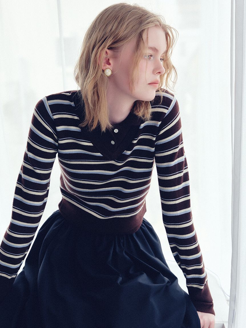 LILY BROWN「シャツレイヤードニットトップス」|ニット・セーター|BORDER