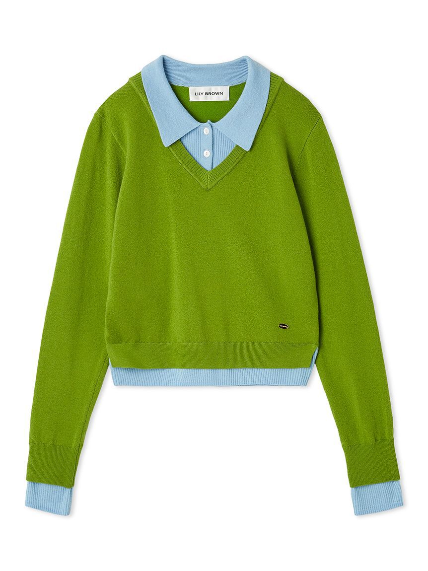 LILY BROWN「シャツレイヤードニットトップス」|ニット・セーター|