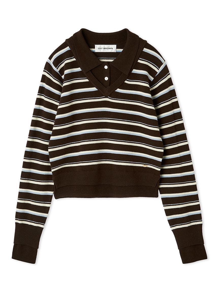 LILY BROWN「シャツレイヤードニットトップス」|ニット・セーター|