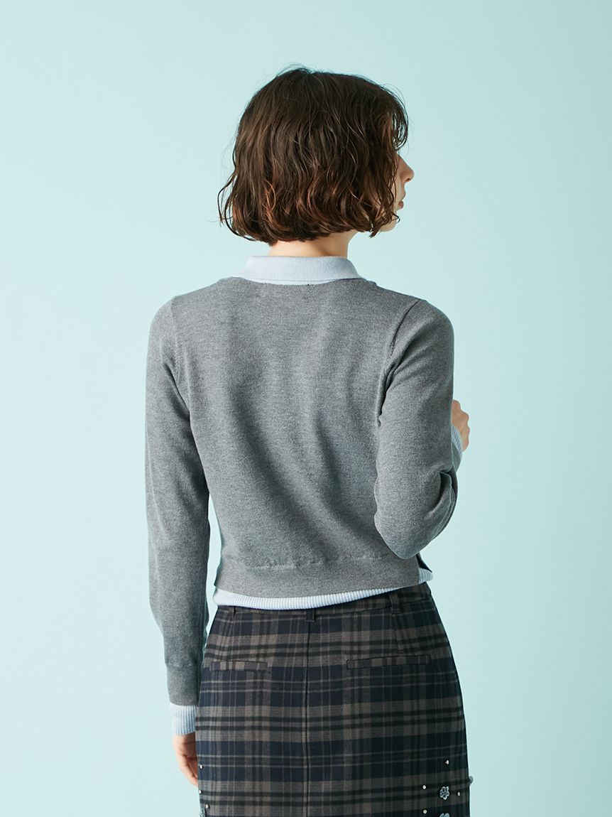 LILY BROWN「シャツレイヤードニットトップス」|ニット・セーター|