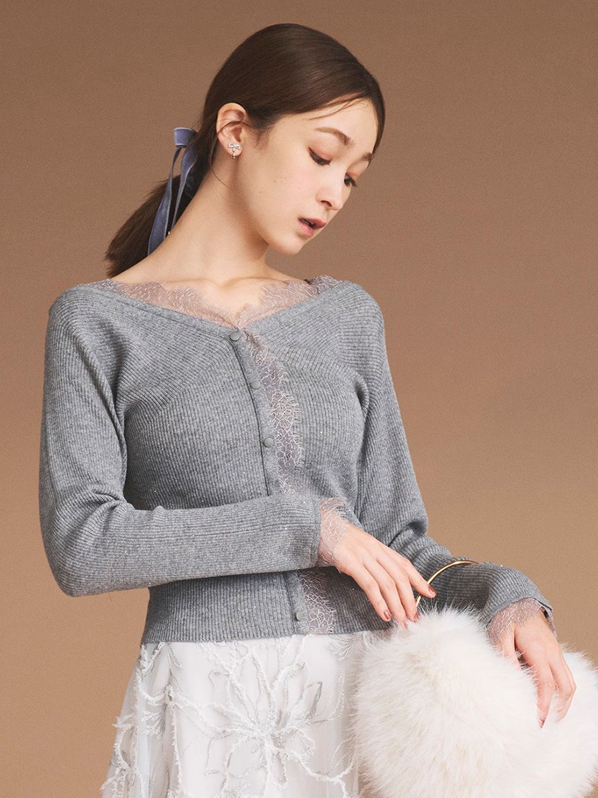 CELFORD「レーストリムニットプルオーバー」|ニット・セーター|GRY