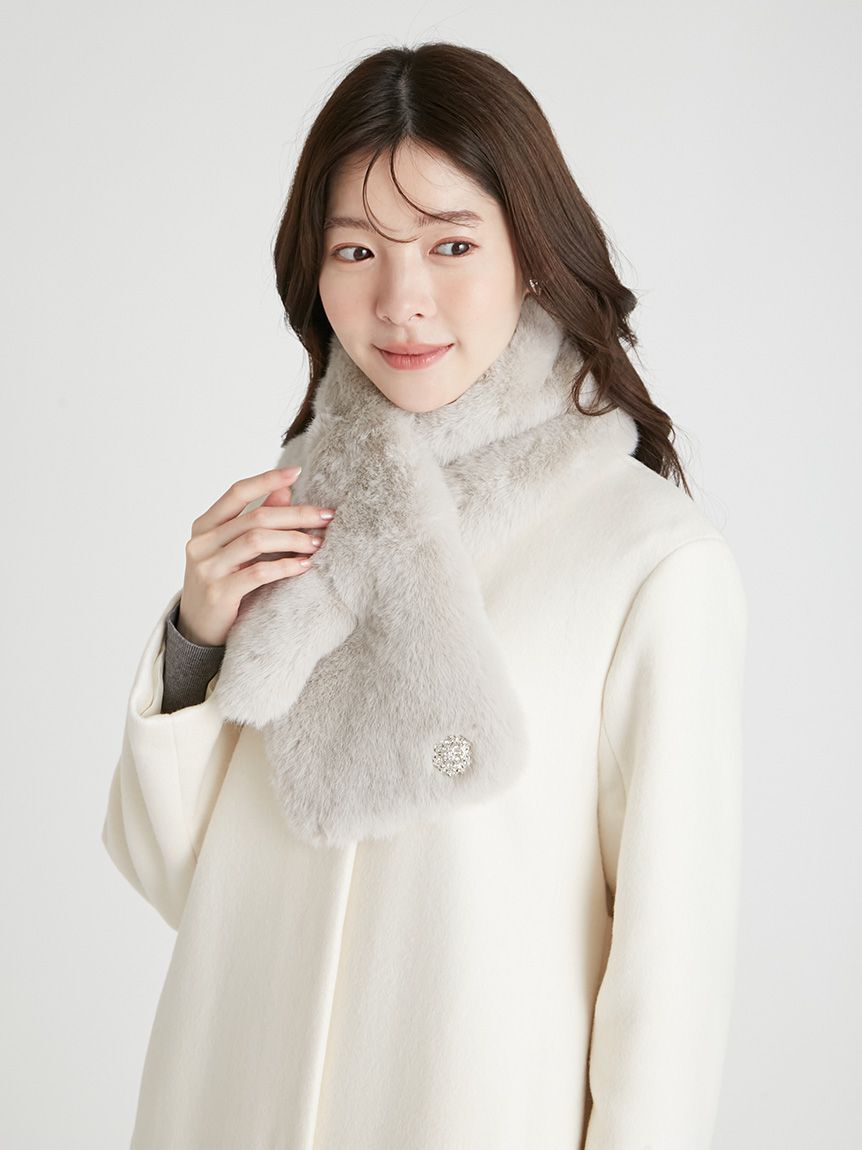 CELFORD「ビジュー付きフェイクファーストール」|マフラー|