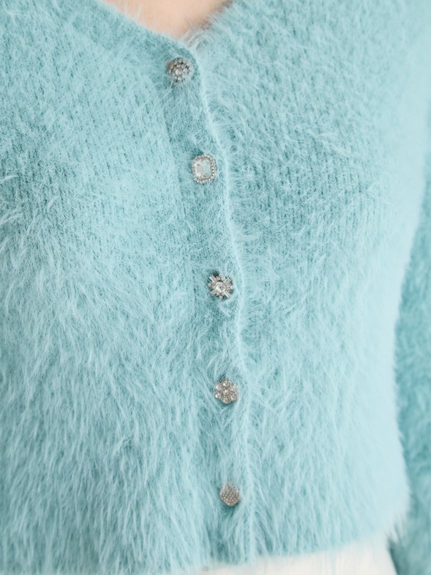 CELFORD「フェザーヤーンビジュー釦カーディガン」|カーディガン|