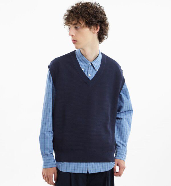 MACKINTOSH PHILOSOPHY「フラッフィーニット Vネックオーバーベスト」|ニット・セーター|ネイビー