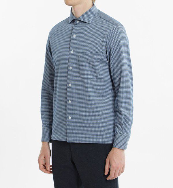 MACKINTOSH PHILOSOPHY「ホリゾンタルワイド ジャージーシャツ ギンガム/無地」|シャツ・ブラウス|