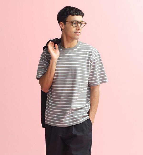 MACKINTOSH PHILOSOPHY「ポップコーンボーダー クルーネックTシャツ」|Tシャツ・カットソー|チャコールグレー