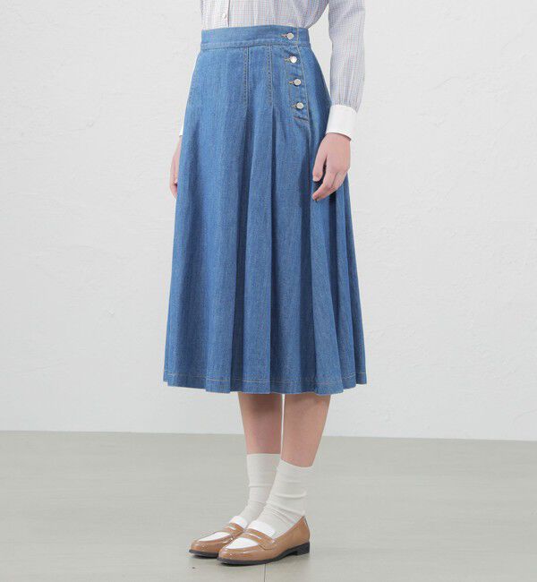 MACKINTOSH PHILOSOPHY「コットンリネンデニムタックプリーツスカート」|スカート|