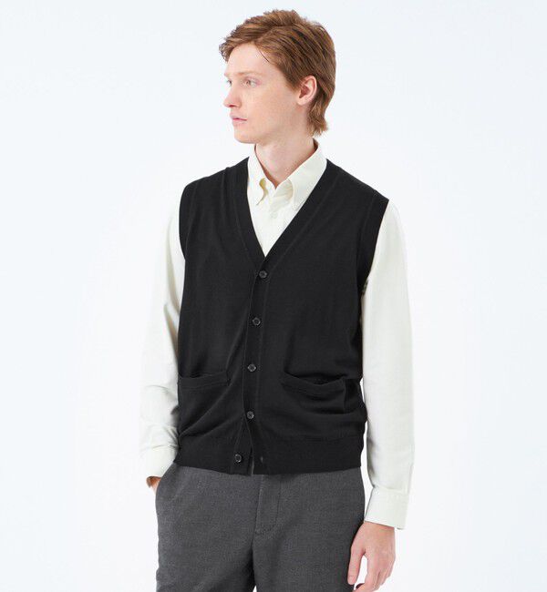 MACKINTOSH PHILOSOPHY「ハイゲージ天竺 Vネックニットベスト」|ニット・セーター|ブラック
