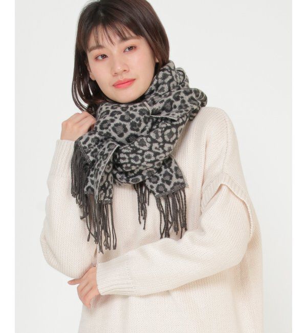 ikka「ミニレオパードジャガードマフラー」|マフラー|